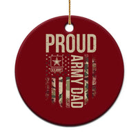 Proud Army Dad Camo American Flag Veteran Gift Ceramic Ornament