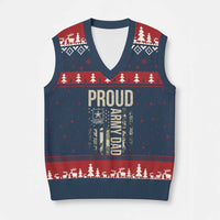 Proud Army Dad Camo American Flag Veteran Gift V-Neck Knit Sweater Vest