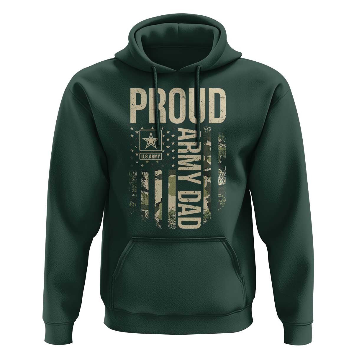 Proud Army Dad Camo American Flag Veteran Gift Hoodie
