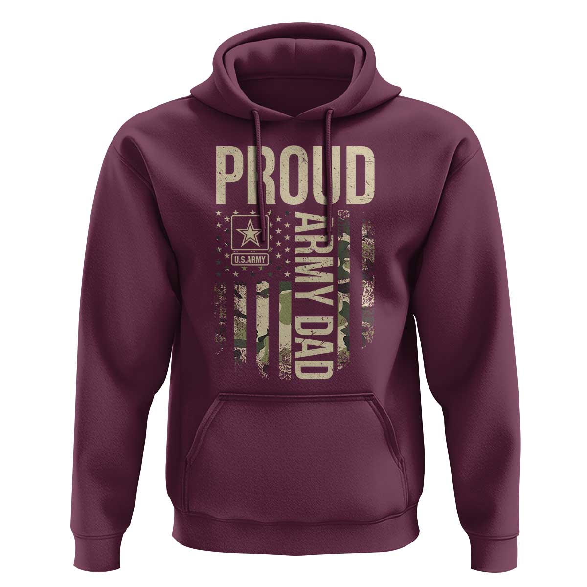 Proud Army Dad Camo American Flag Veteran Gift Hoodie