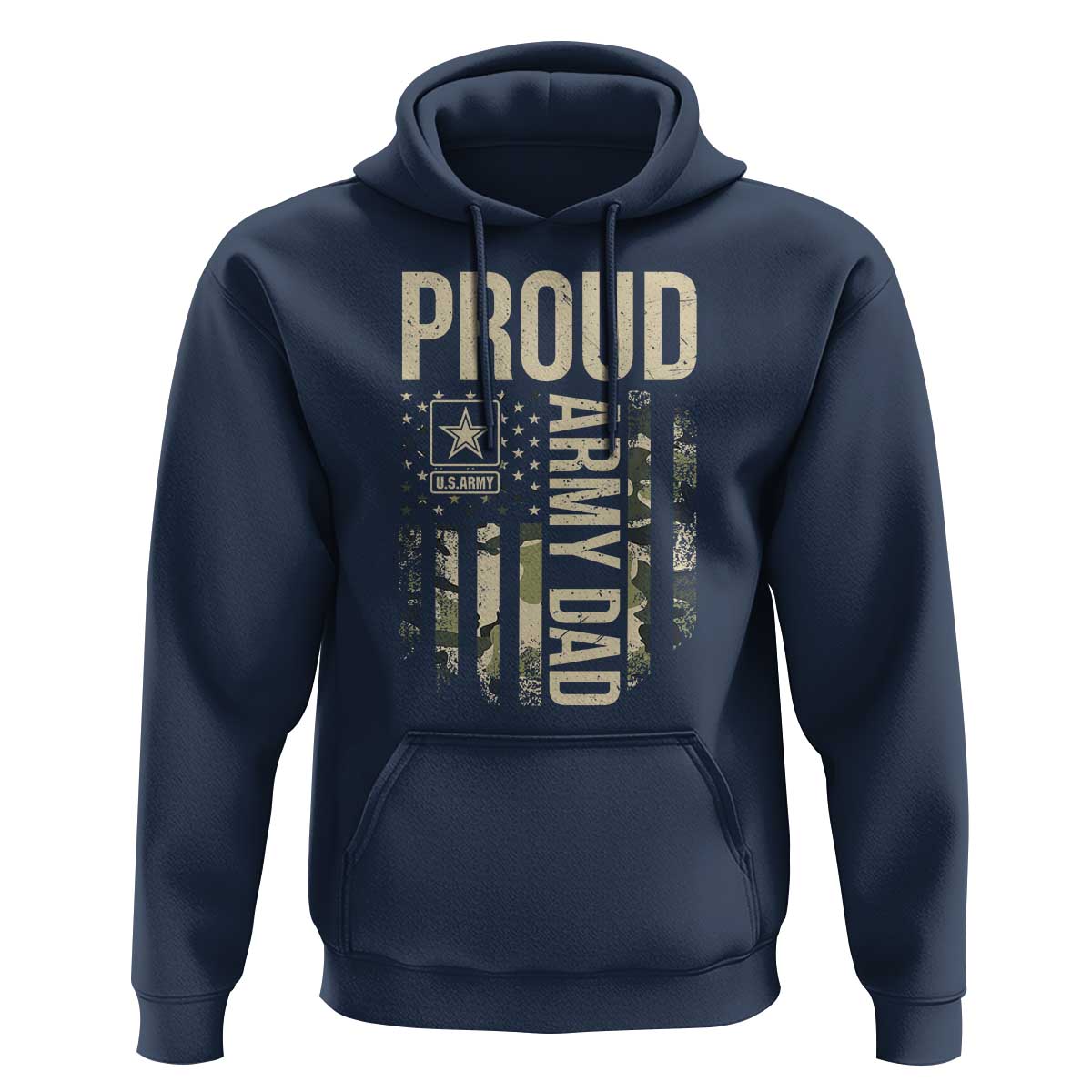 Proud Army Dad Camo American Flag Veteran Gift Hoodie