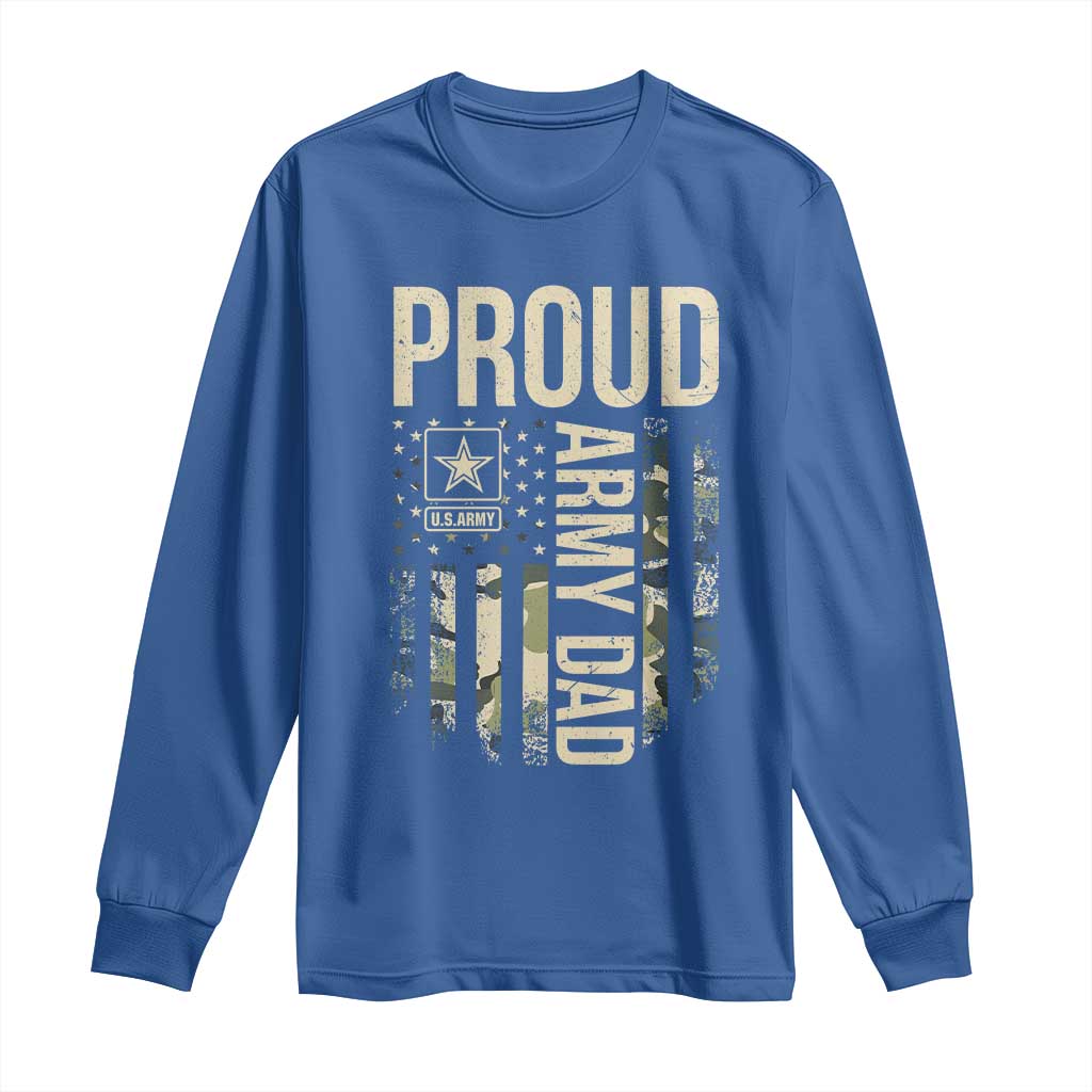 Proud Army Dad Camo American Flag Veteran Gift Long Sleeve Shirt
