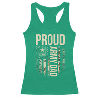 Proud Army Dad Camo American Flag Veteran Gift Racerback Tank Top