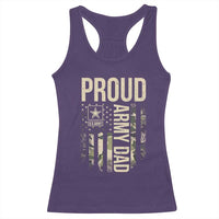Proud Army Dad Camo American Flag Veteran Gift Racerback Tank Top