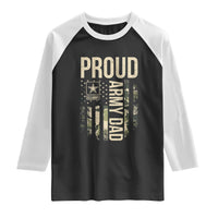 Proud Army Dad Camo American Flag Veteran Gift Raglan Shirt