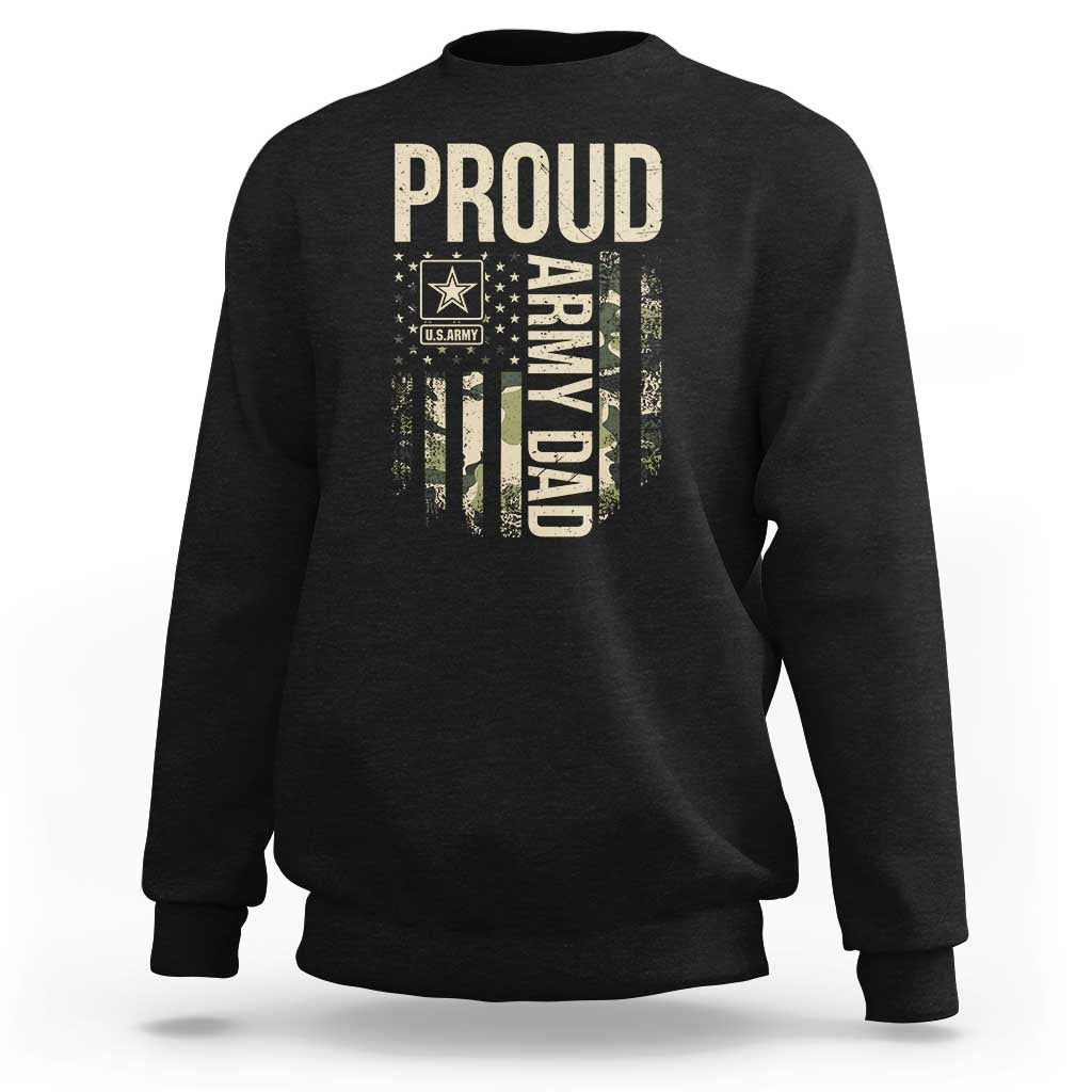 Proud Army Dad Camo American Flag Veteran Gift Sweatshirt