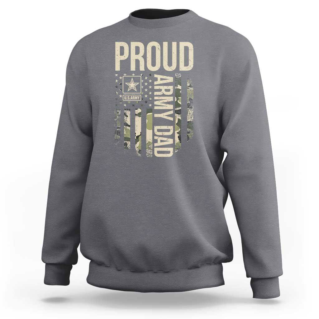 Proud Army Dad Camo American Flag Veteran Gift Sweatshirt