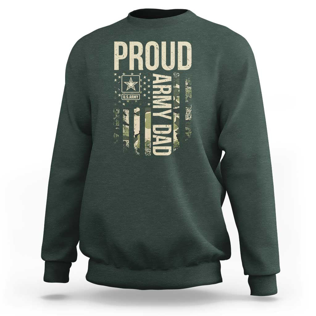 Proud Army Dad Camo American Flag Veteran Gift Sweatshirt