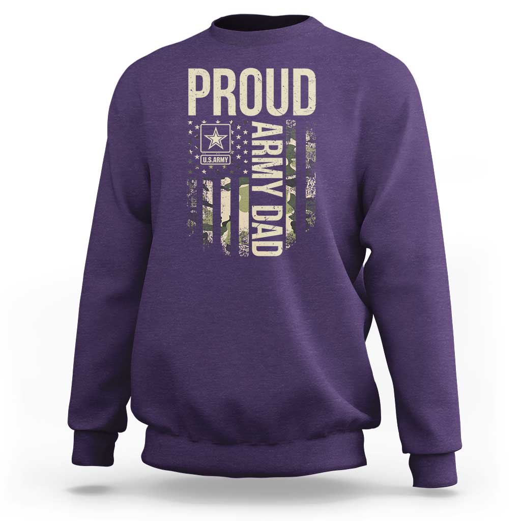 Proud Army Dad Camo American Flag Veteran Gift Sweatshirt