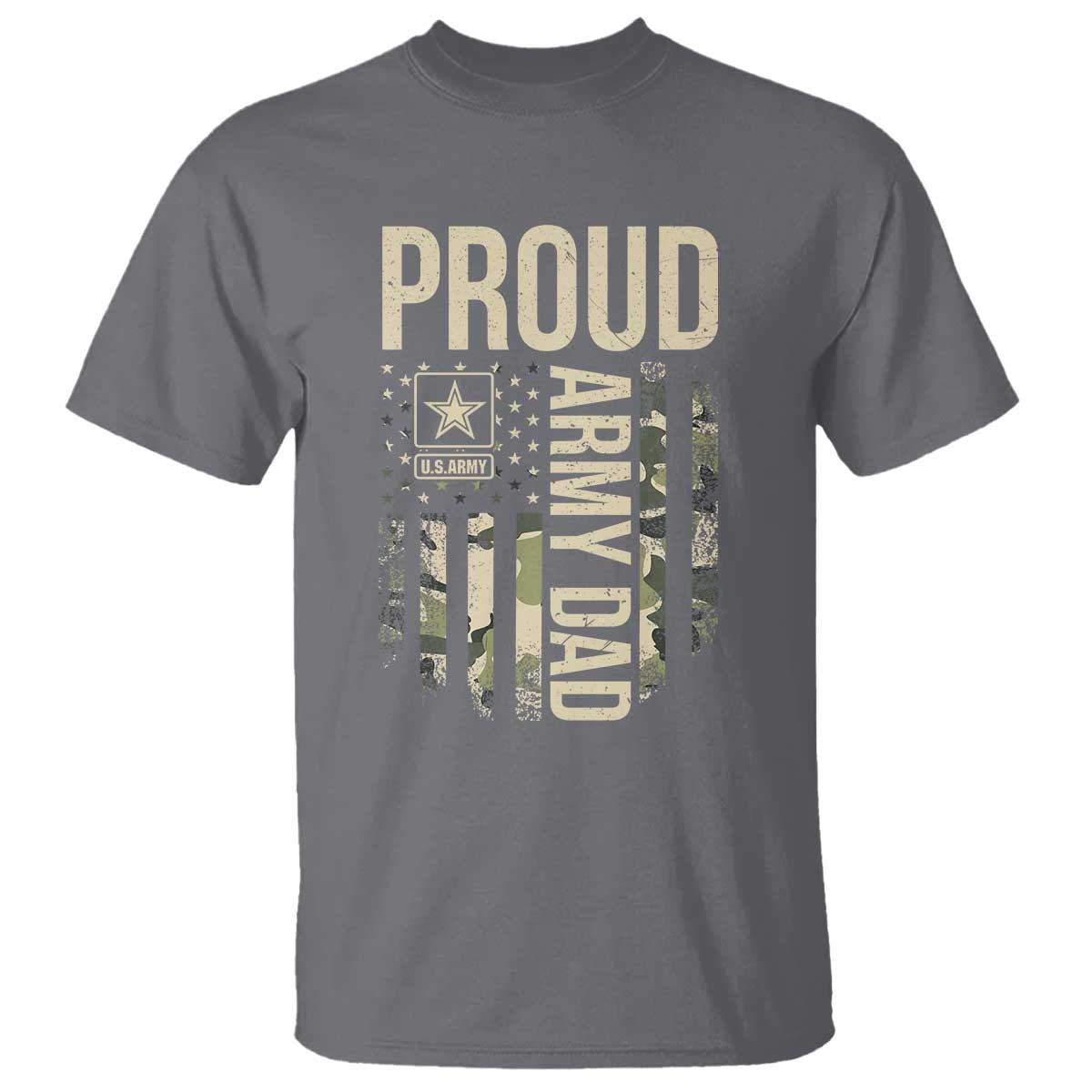 Proud Army Dad Camo American Flag Veteran Gift T Shirt