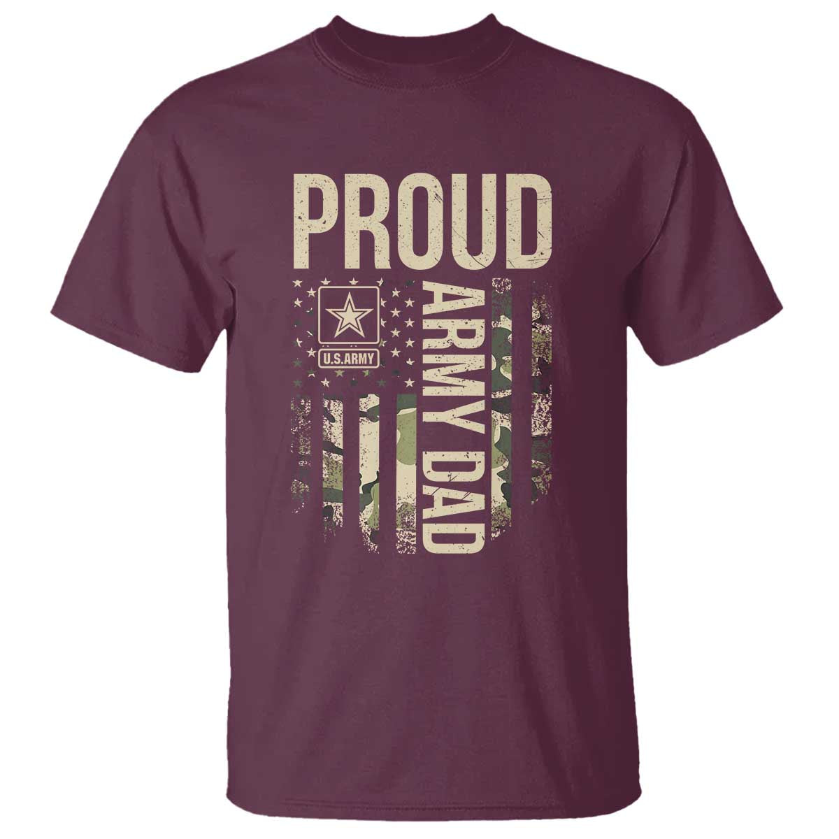 Proud Army Dad Camo American Flag Veteran Gift T Shirt