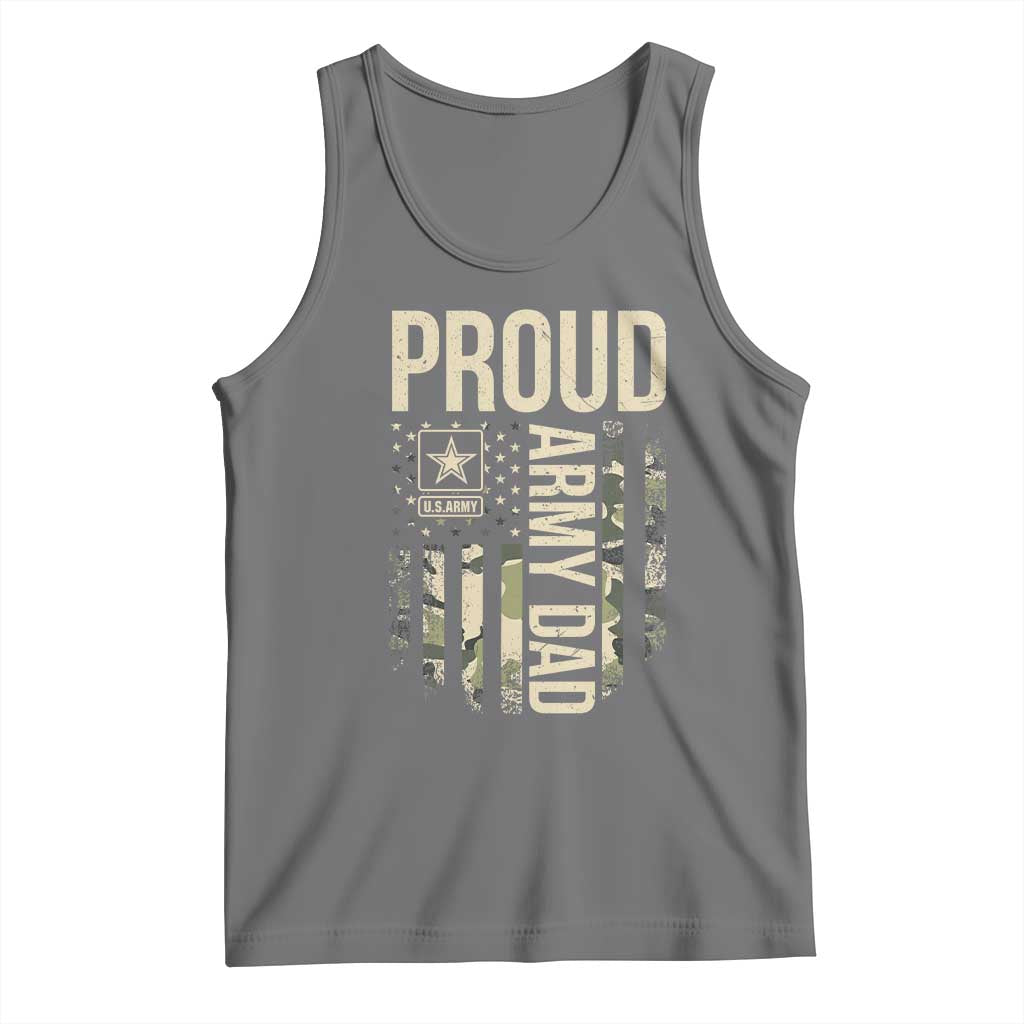 Proud Army Dad Camo American Flag Veteran Gift Tank Top