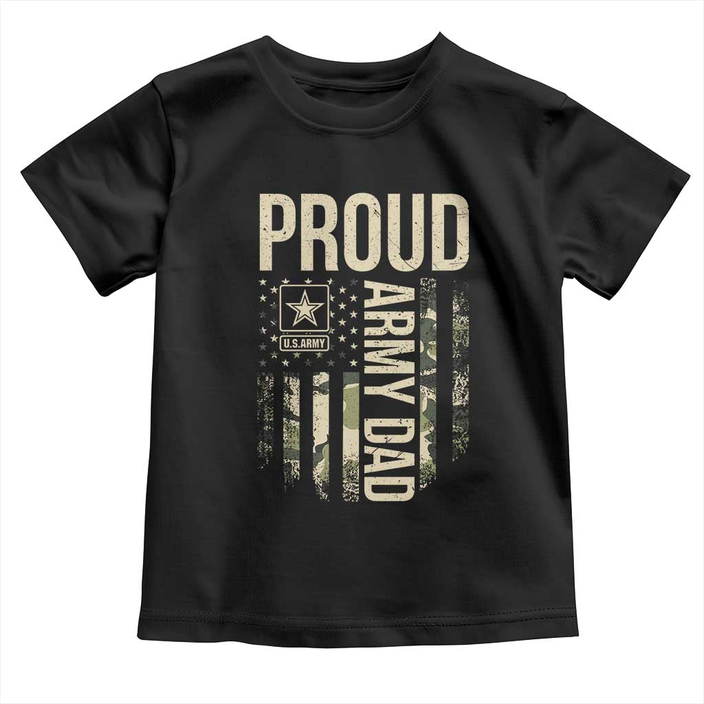 Proud Army Dad Camo American Flag Veteran Gift Toddler T Shirt