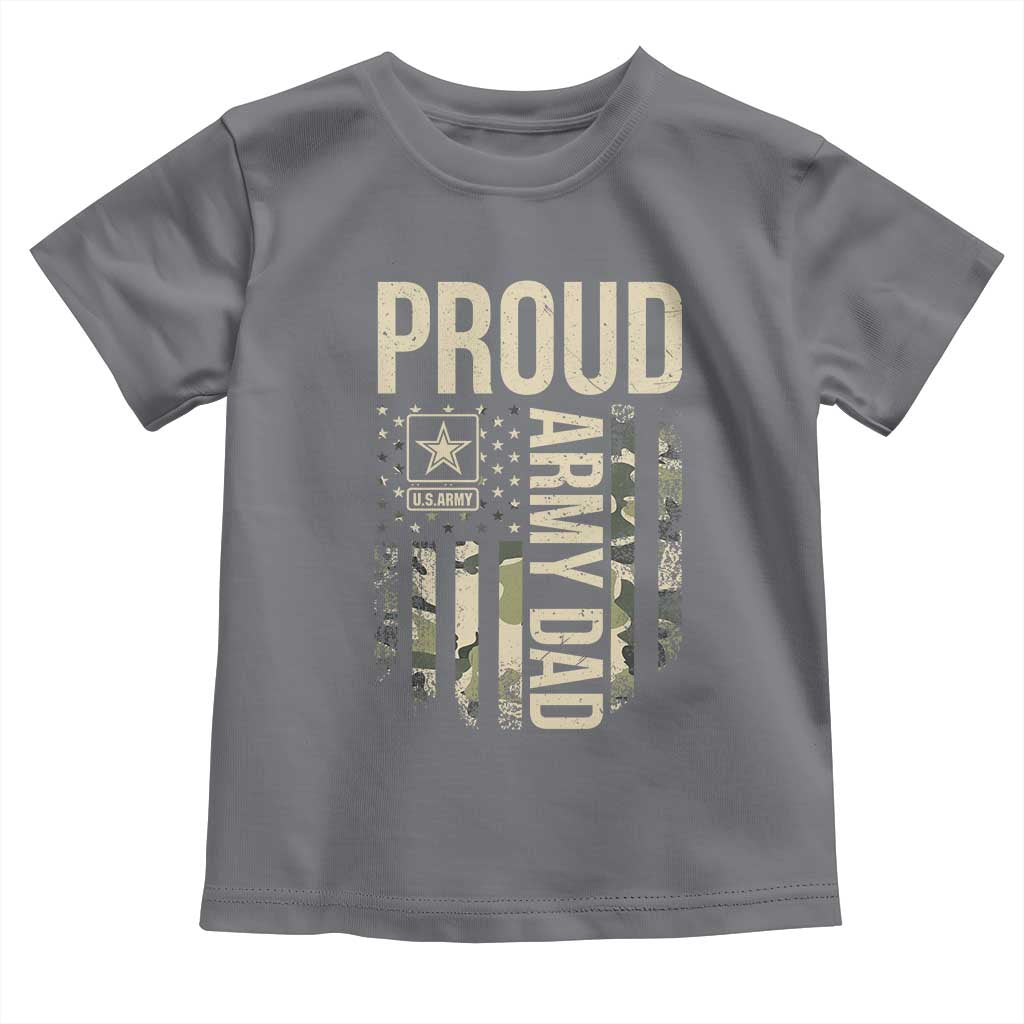 Proud Army Dad Camo American Flag Veteran Gift Toddler T Shirt