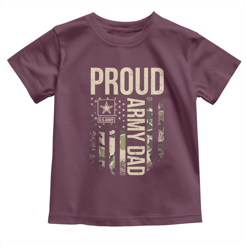Proud Army Dad Camo American Flag Veteran Gift Toddler T Shirt
