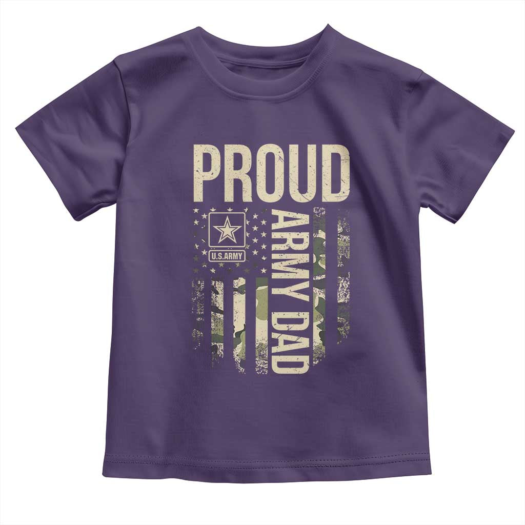 Proud Army Dad Camo American Flag Veteran Gift Toddler T Shirt