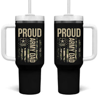Proud Army Dad Camo American Flag Veteran Gift Tumbler With Handle