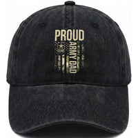 Proud Army Dad Camo American Flag Veteran Gift Washed Cotton Baseball Cap