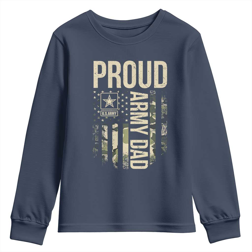 Proud Army Dad Camo American Flag Veteran Gift Youth Sweatshirt
