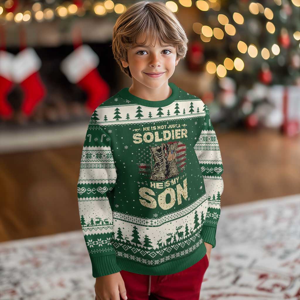 He Is Not Just A Soldier He Is My Son Ugly Christmas Sweater Proud US Army Son