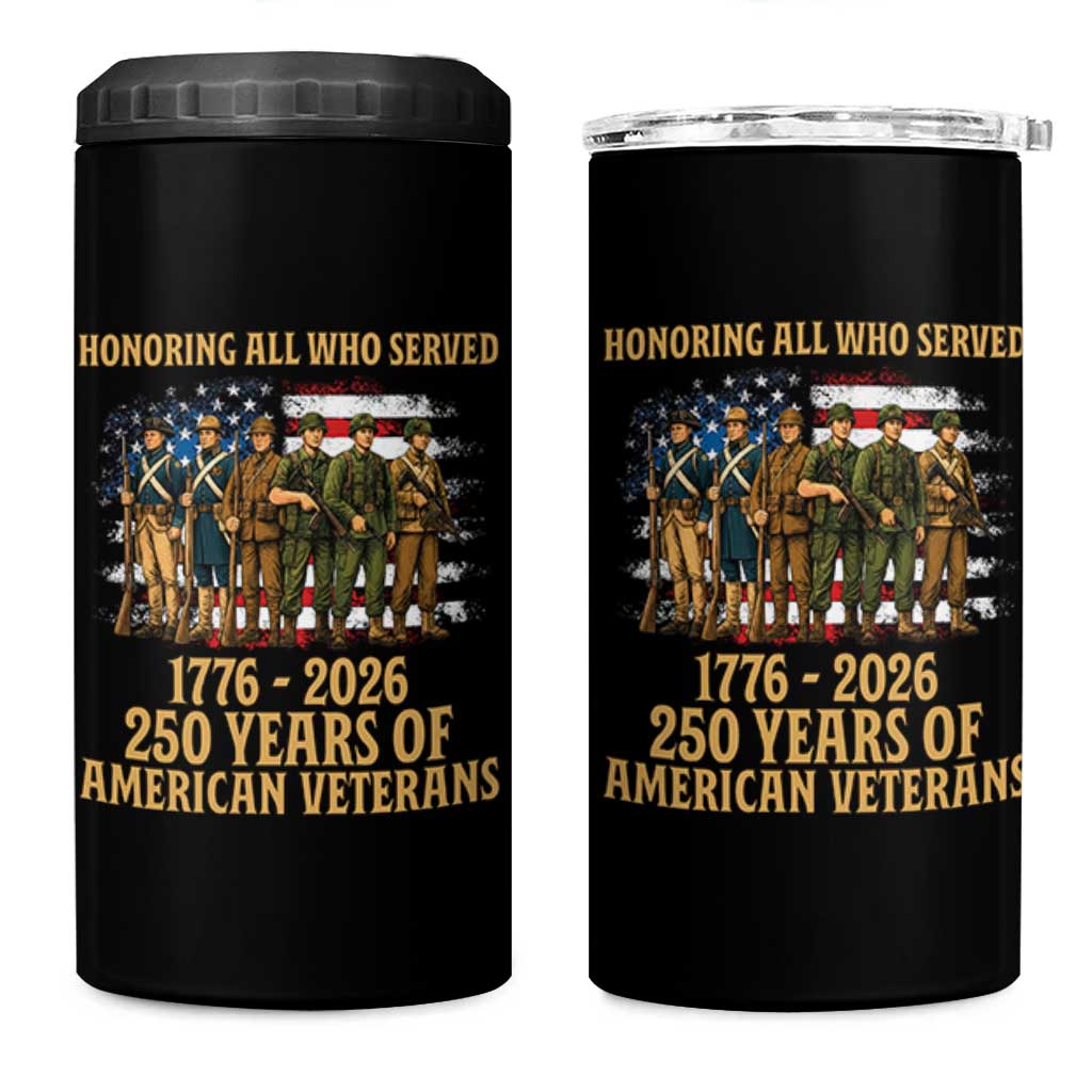 250 Years Anniversary 4 in 1 Can Cooler Tumbler Patriotic USA Army Us Military