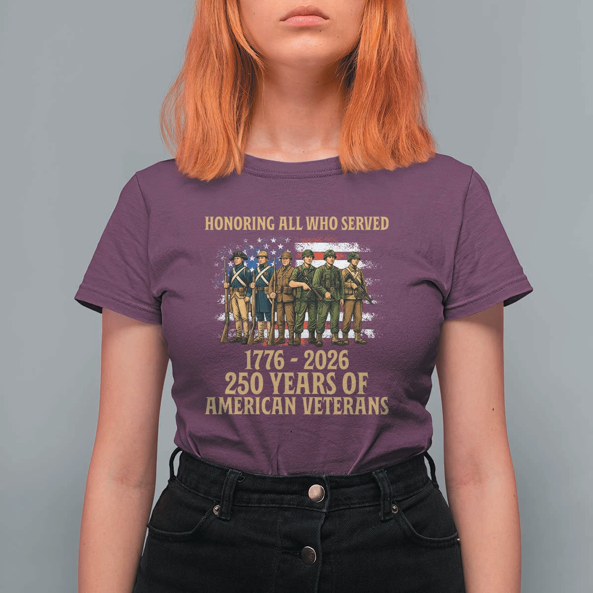 250 Years Anniversary T Shirt For Women Patriotic USA Army Us Military