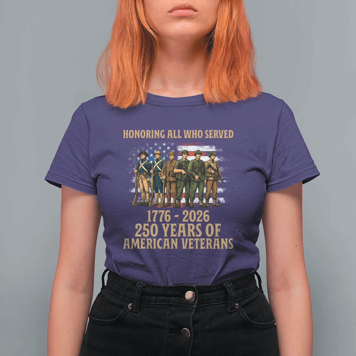 250 Years Anniversary T Shirt For Women Patriotic USA Army Us Military