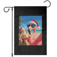 Funny Flamingo Beach Selfie Garden Flag Christmas in July