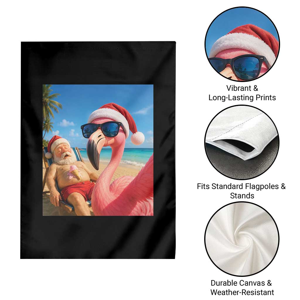 Funny Flamingo Beach Selfie Garden Flag Christmas in July
