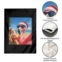 Funny Flamingo Beach Selfie Garden Flag Christmas in July
