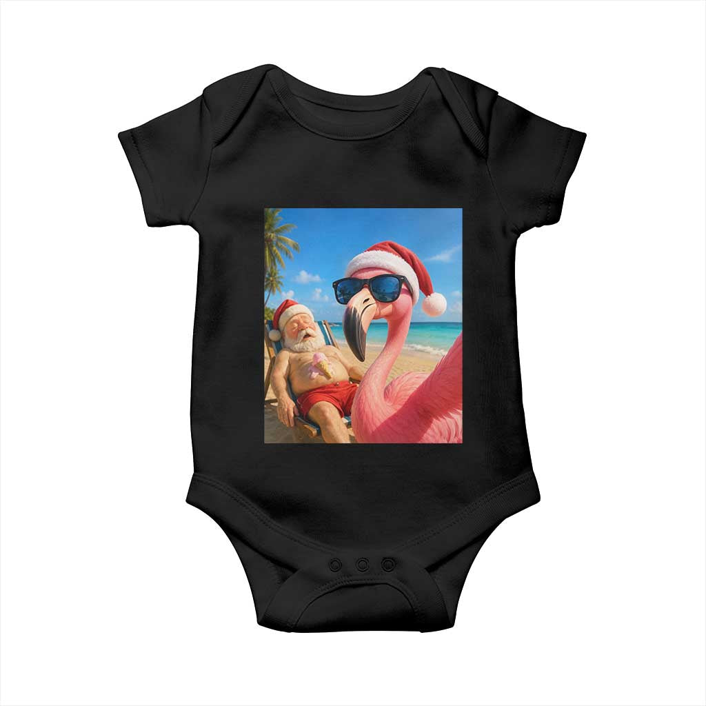 Funny Flamingo Beach Selfie Baby Onesie Christmas in July