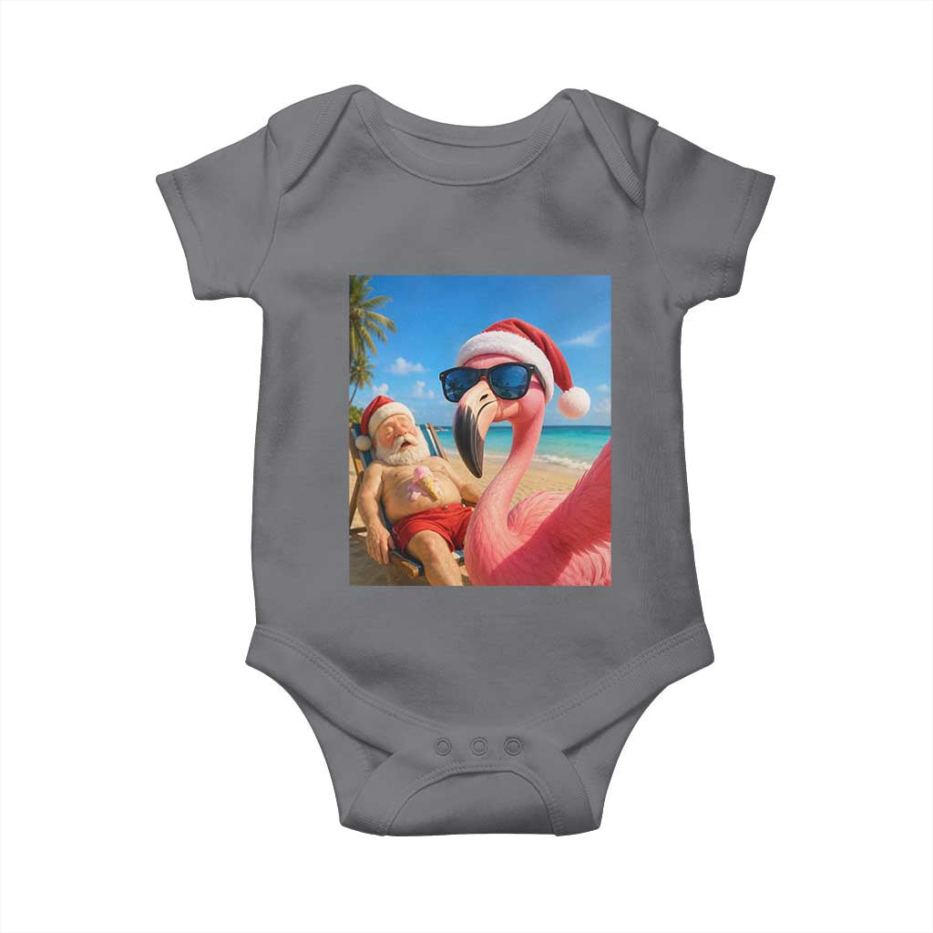 Funny Flamingo Beach Selfie Baby Onesie Christmas in July
