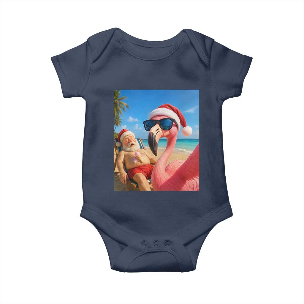 Funny Flamingo Beach Selfie Baby Onesie Christmas in July