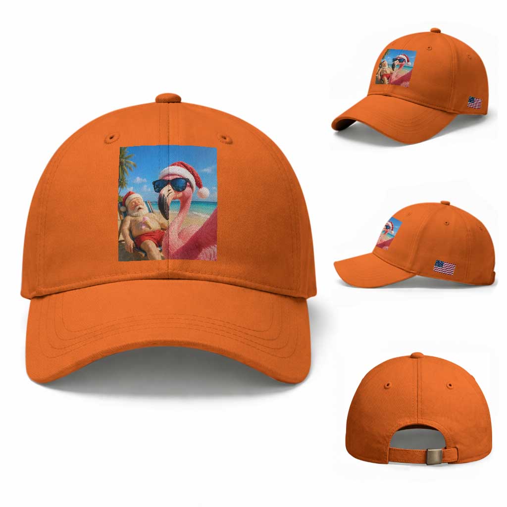 Funny Flamingo Beach Selfie Baseball Cap Christmas in July