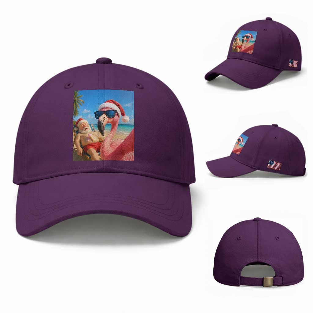 Funny Flamingo Beach Selfie Baseball Cap Christmas in July
