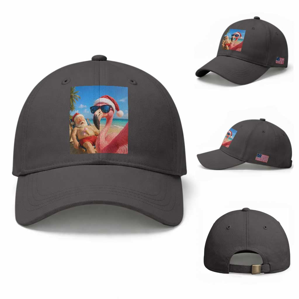 Funny Flamingo Beach Selfie Baseball Cap Christmas in July