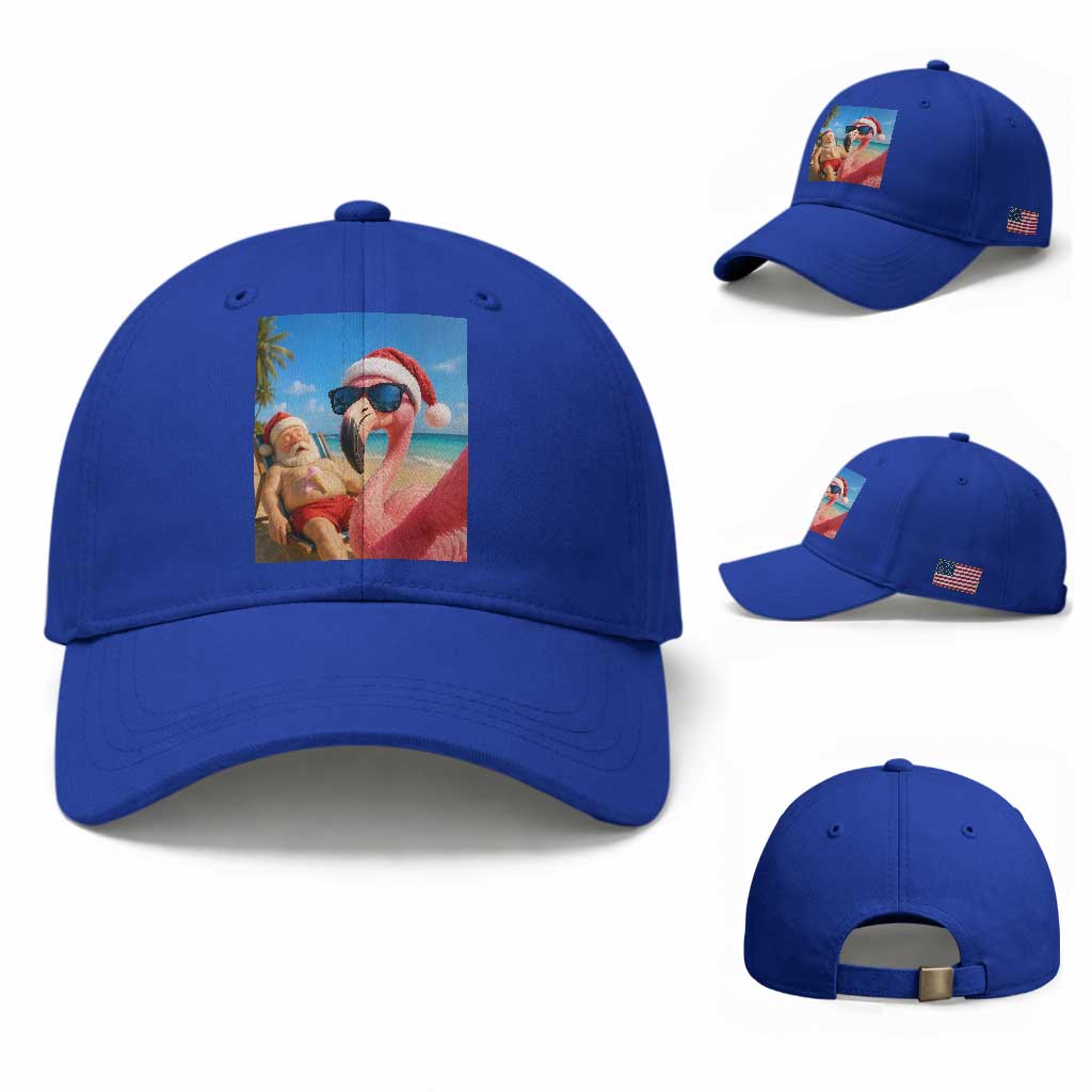 Funny Flamingo Beach Selfie Baseball Cap Christmas in July
