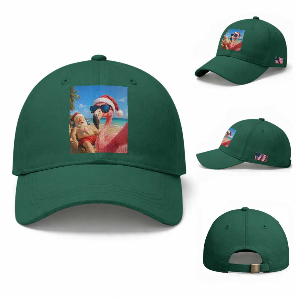 Funny Flamingo Beach Selfie Baseball Cap Christmas in July