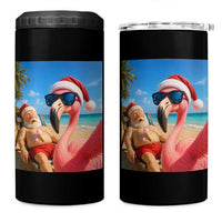 Funny Flamingo Beach Selfie 4 in 1 Can Cooler Tumbler Christmas in July