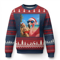Funny Flamingo Beach Selfie Ugly Christmas Sweater Christmas in July