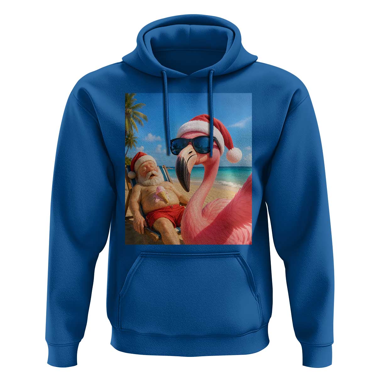 Funny Flamingo Beach Selfie Hoodie Christmas in July