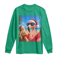 Funny Flamingo Beach Selfie Long Sleeve Shirt Christmas in July