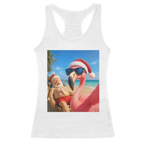 Funny Flamingo Beach Selfie Racerback Tank Top Christmas in July