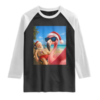 Funny Flamingo Beach Selfie Raglan Shirt Christmas in July