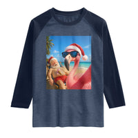 Funny Flamingo Beach Selfie Raglan Shirt Christmas in July