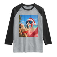 Funny Flamingo Beach Selfie Raglan Shirt Christmas in July
