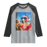 Funny Flamingo Beach Selfie Raglan Shirt Christmas in July