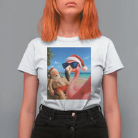 Funny Flamingo Beach Selfie T Shirt For Women Christmas in July