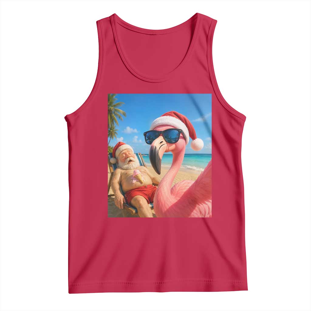 Funny Flamingo Beach Selfie Tank Top Christmas in July