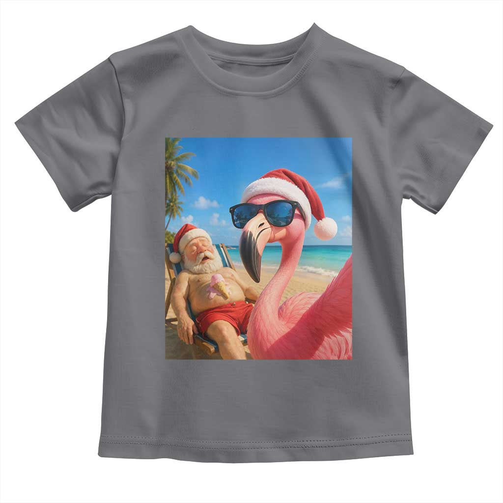 Funny Flamingo Beach Selfie Toddler T Shirt Christmas in July